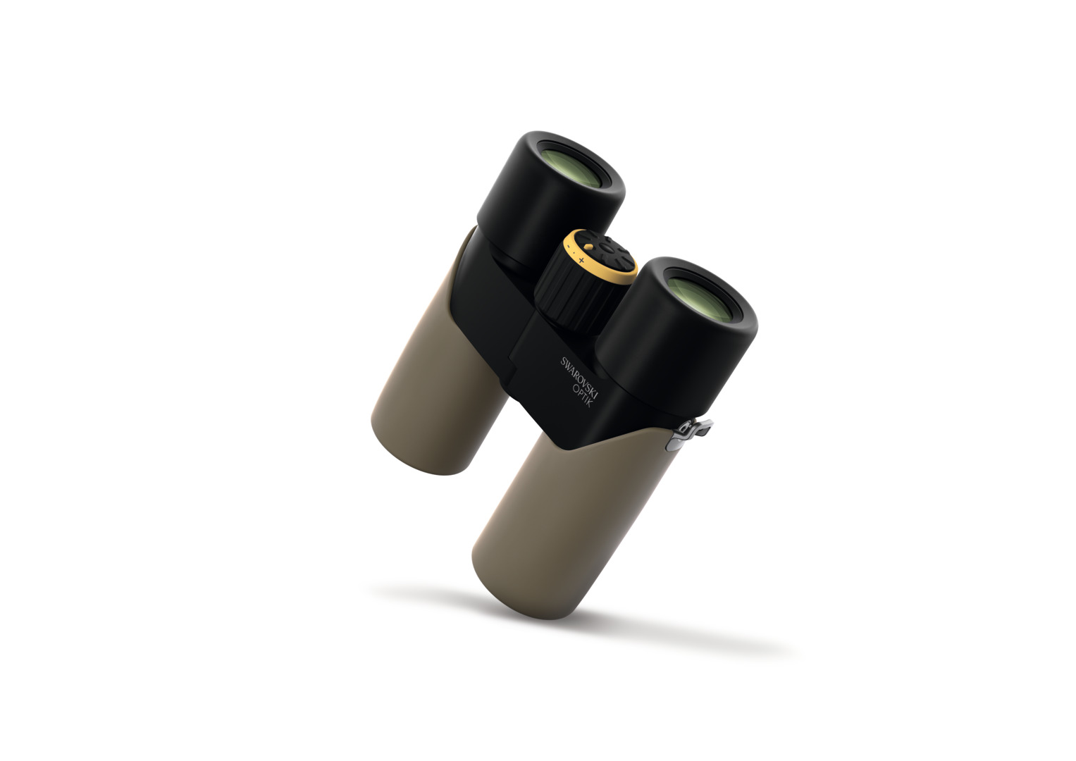 Swarovski CL Companion 8x30/10x30 safari braun – schräge Ansicht mit Fokus auf Gehäuse und Fokussierrad