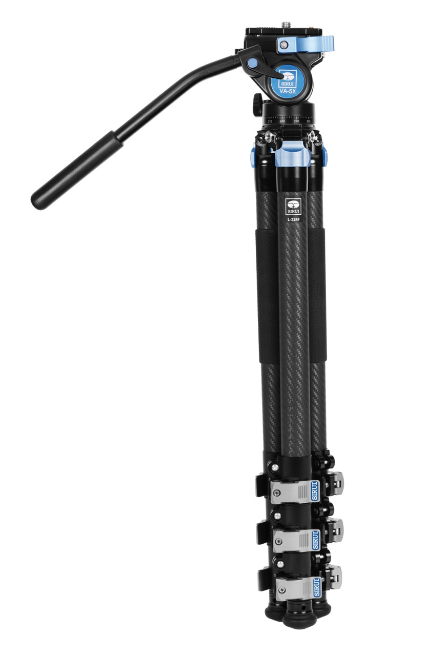 Sirui L-324F Landschafts Carbon Dreibeinstativ mit VA-5X Videoneiger zusammengeklappt