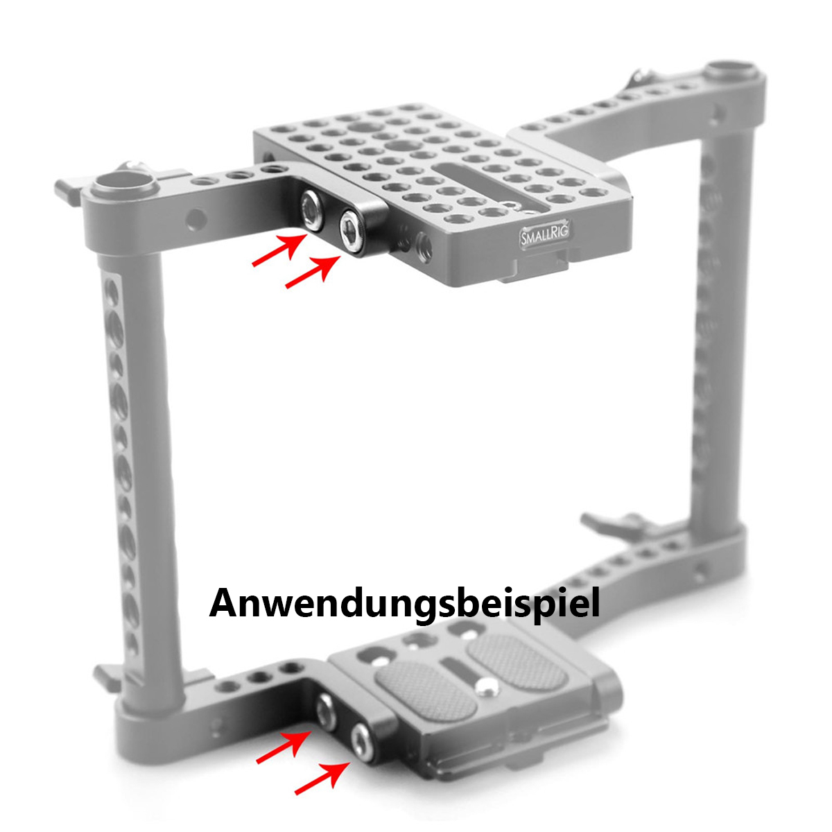 Hex Schrauben 1/4 Zoll – montiert an Kamera-Rig zur Befestigung von Zubehör mit zwei Schraubpunkten