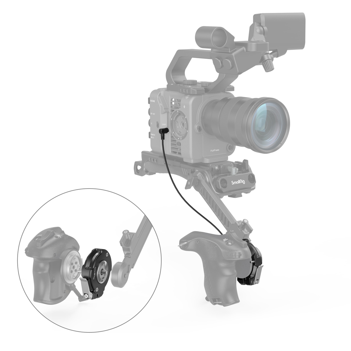 SmallRig 3403 Handgriff Rosettenadapter für Sony FX6 – montiert am Kameragriff zur flexiblen Positionierung im Rig