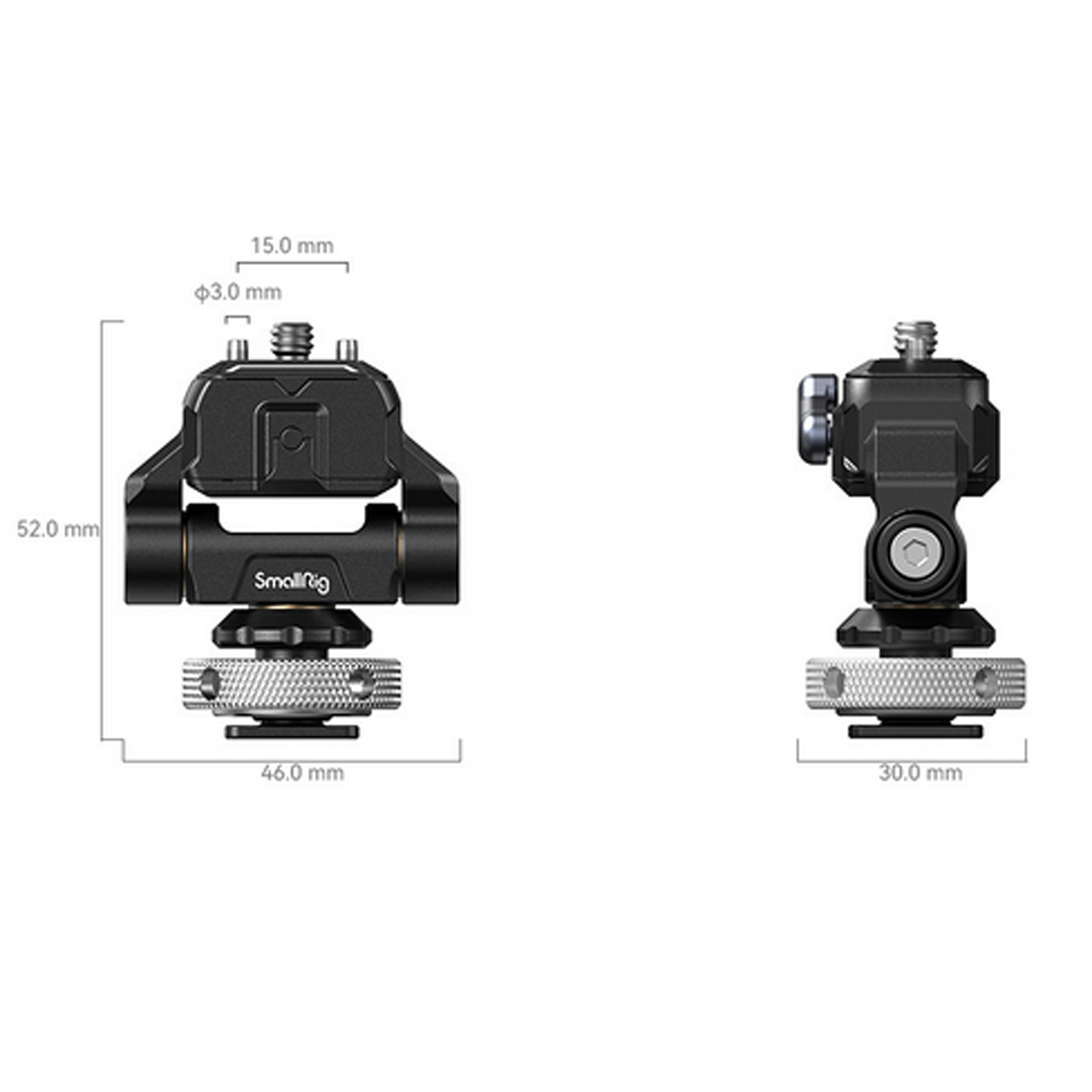 3514C Drop-in HawkLock mit Cold Shoe, mini Schnellwechsel-Monitorhalter 3514C Drop-in HawkLock Mini Schnellwechsel-Monitorhalterung mit Cold Shoe Abmessungen