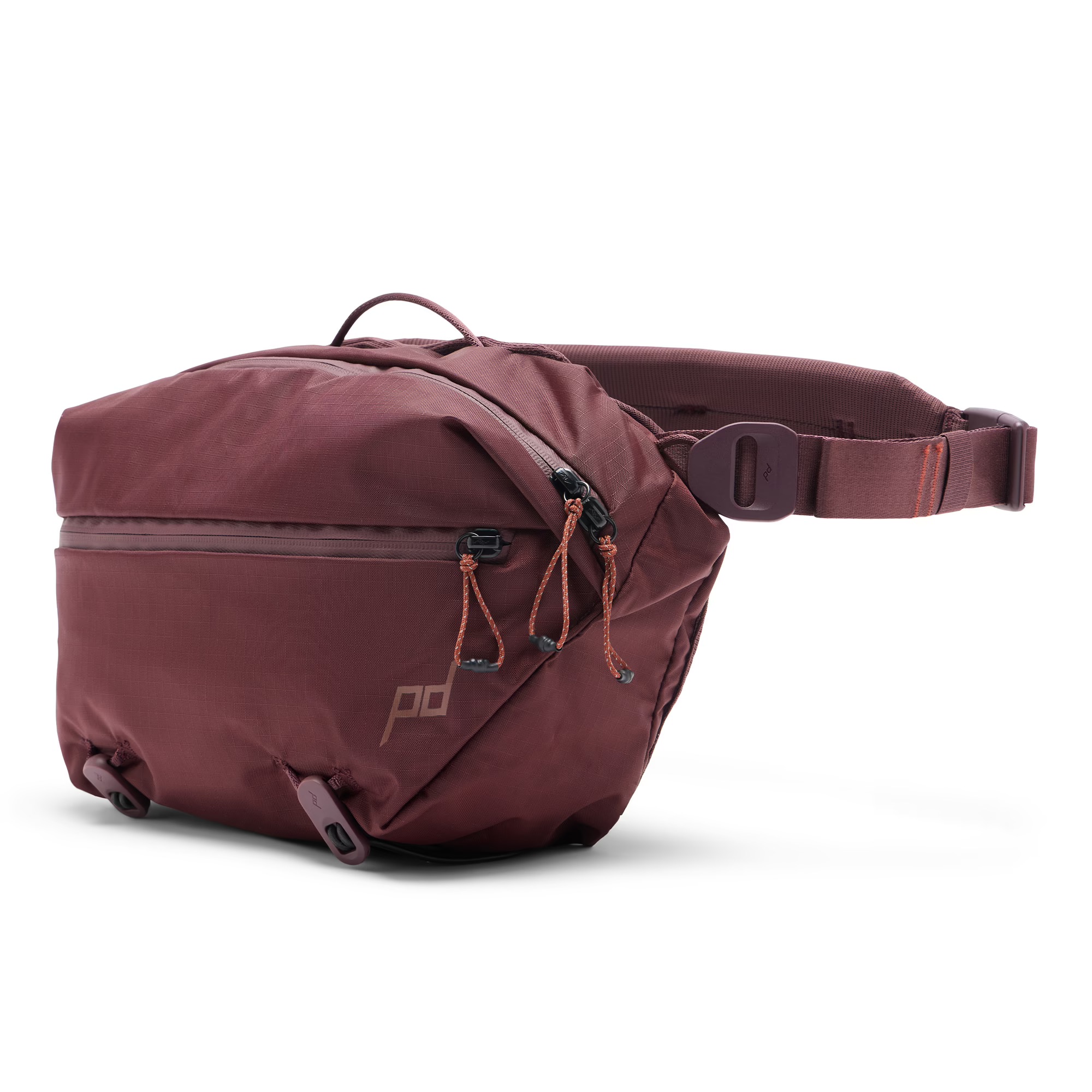 Design Outdoor Sling 7L Eclipse – Vorderansicht der Hüfttasche mit Reißverschlussfach und verstellbarem Gurt