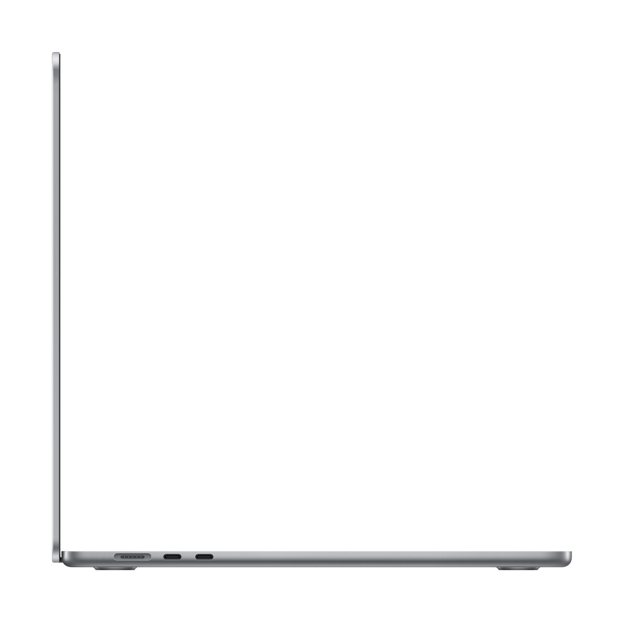 Apple MacBook Air M3 15 Zoll in Space Gray von links mit aufgeklappten Bildschirm