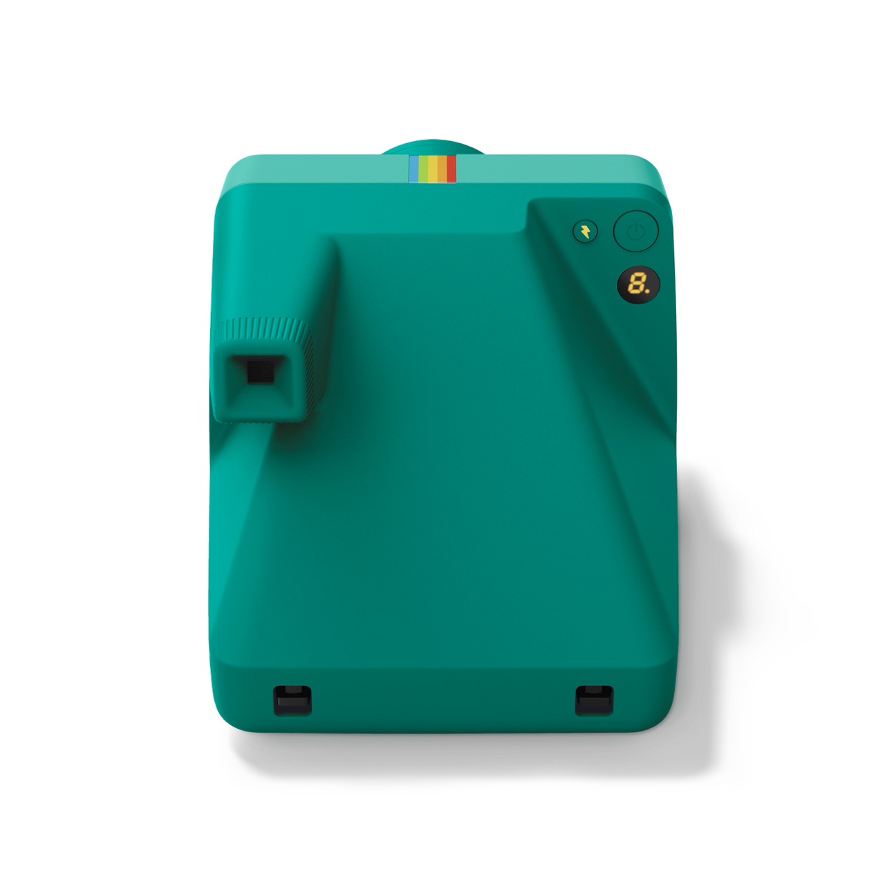 Polaroid Now Generation 3 in Tale – Draufsicht von hinten mit Auslöser und Statusanzeige