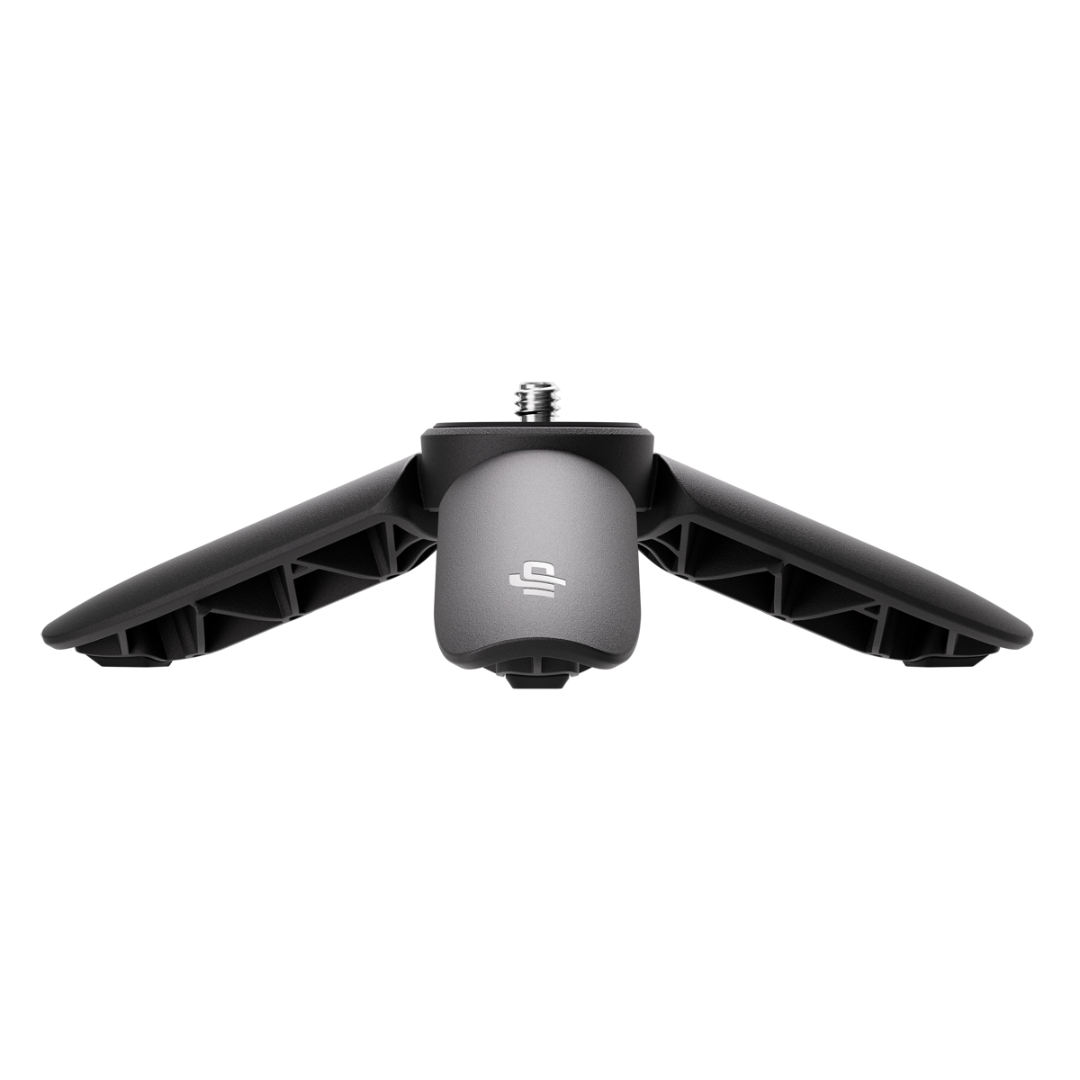 DJI Osmo Ministativ – Vorderansicht des ausgeklappten Mini-Stativs mit drei Beinen und 1/4-Zoll-Schraube