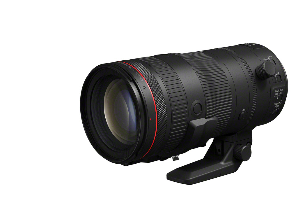 RF 70-200mm F2.8L IS USM Z (schwarz) Canon RF 70-200mm F2.8L IS USM Z Objektiv in der Farbe Schwarz stehend schräg