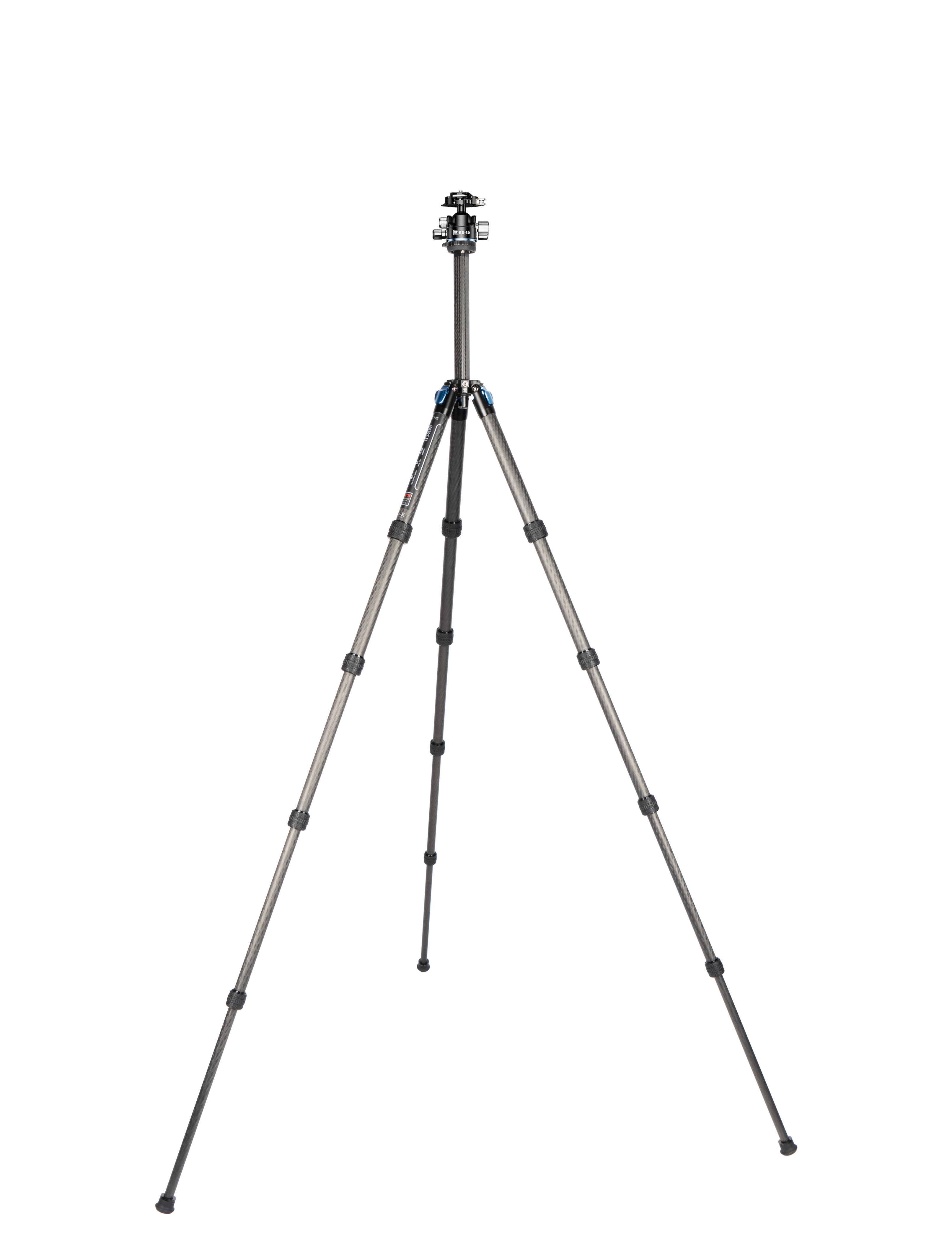 Sirui ST-125 + KS-30 Superb Traveler Carbon – vollständig ausgezogenes Reisestativ in voller Höhe