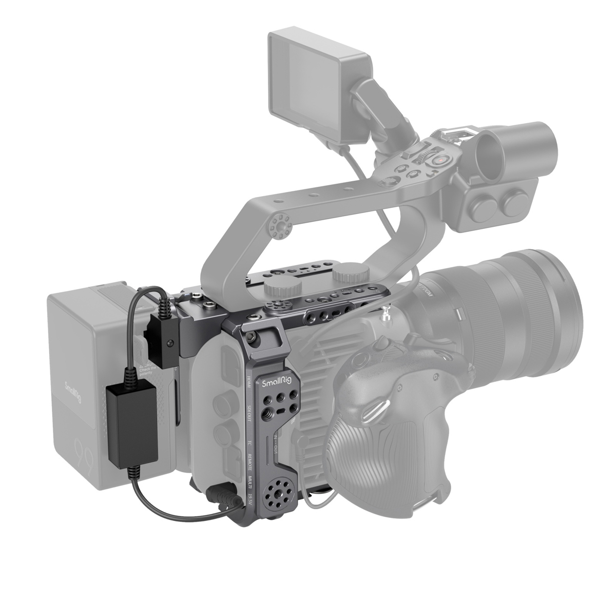 SmallRig 4124 Cage Kit für Sony FX6 – montierter Kamerakäfig mit Top Handle, Akkuhalterung und Zubehör
