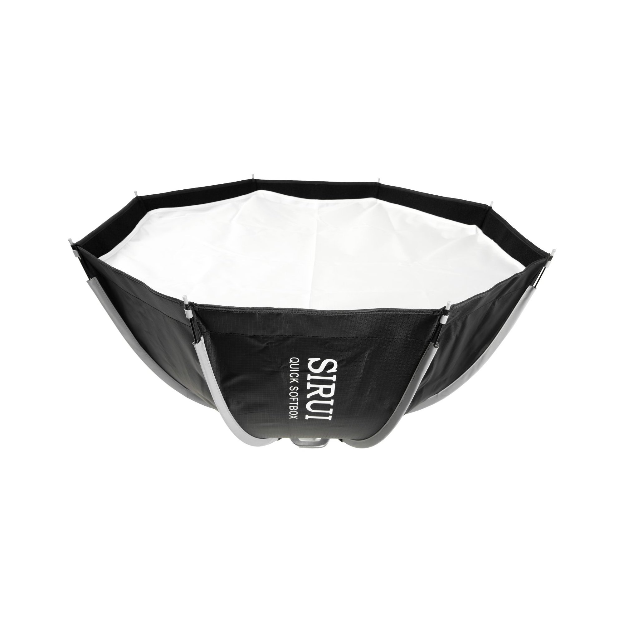 Sirui QR60 Softbox (60 cm) in Draufsicht mit weißem Diffusor und schwarzem Außengewebe.