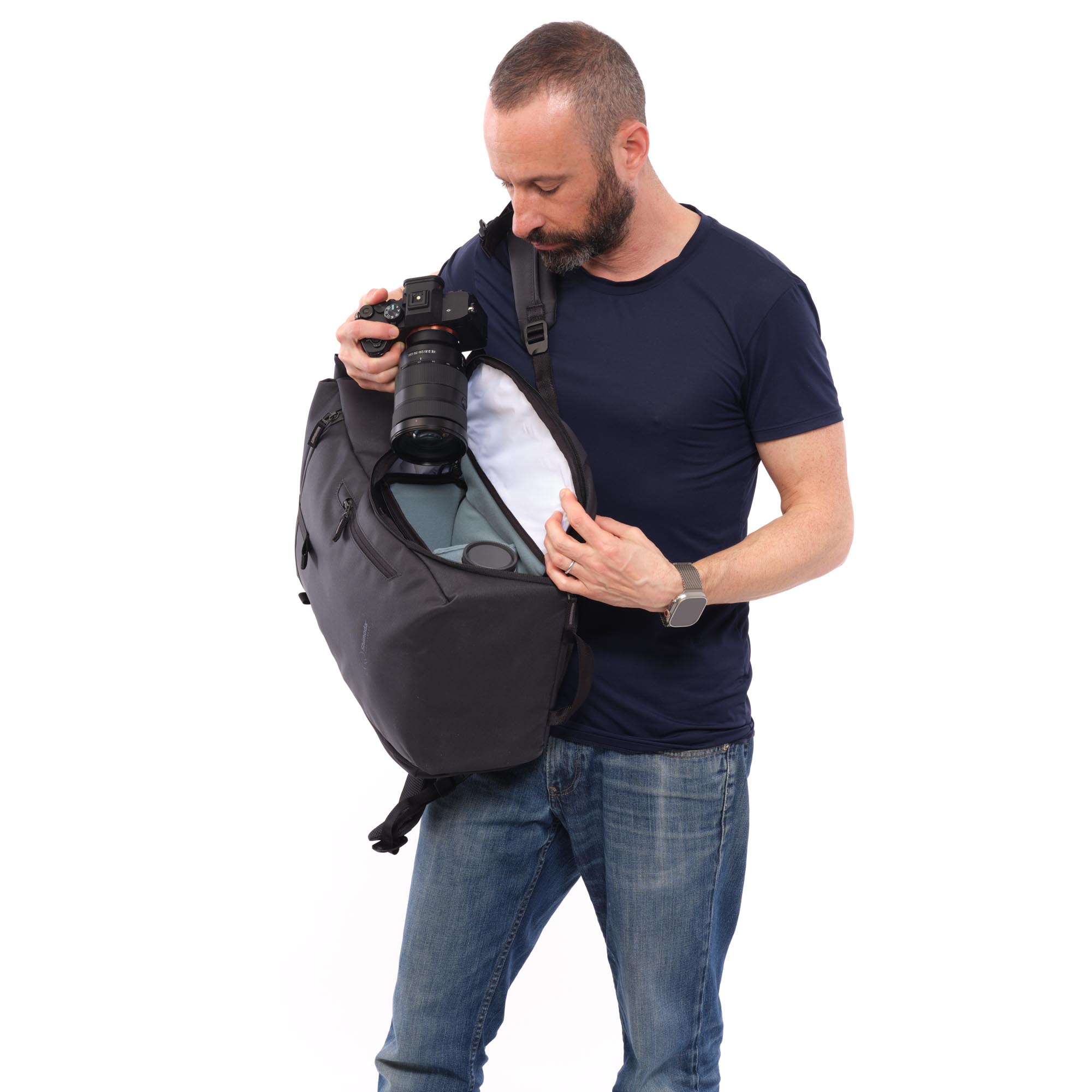 himoda Side Street 22 Starter Kit Anthrazit – Detailansicht mit seitlichem Zugriff und entnommener Kamera