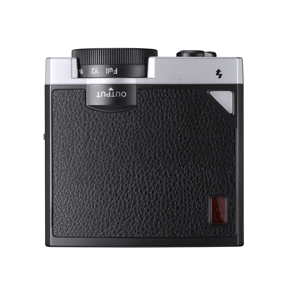 Godox Lux Junior Blitzgerät in Schwarz – Rückansicht mit strukturierter Oberfläche und Output-Regler für Blitzleistung