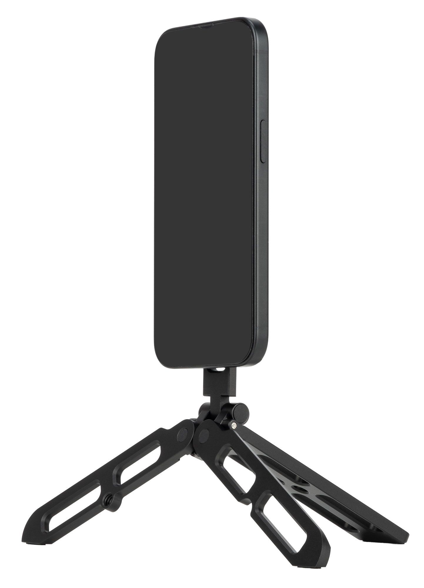 M-Stand Stativ mit montiertem Smartphone und MagSafe-Halterung auf ausgeklapptem Standfuß