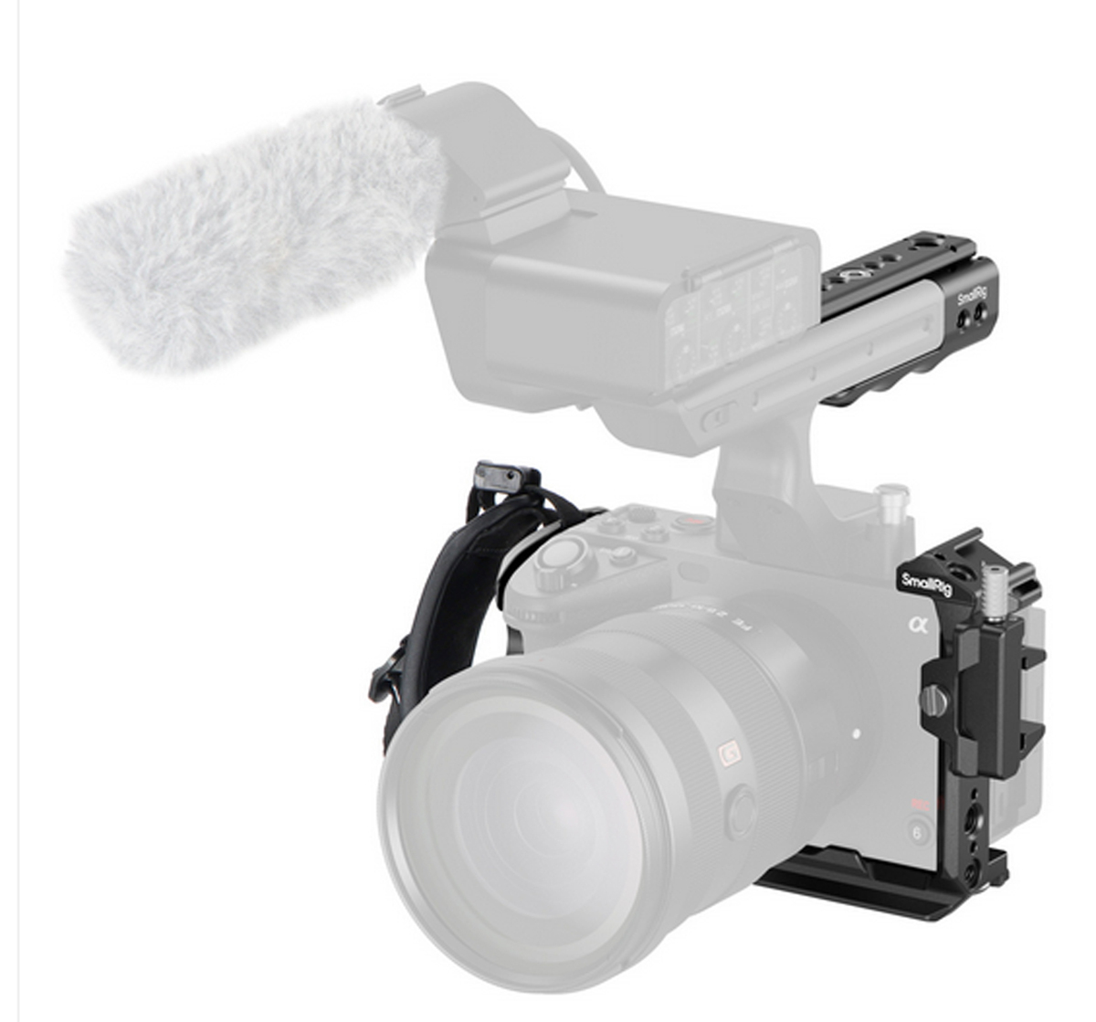 SmallRig 4184B Handheld Cage Kit für Sony FX3 und FX30 mit montiertem Top-Handle und Mikrofonhalterung