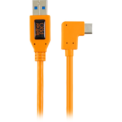 TetherPro USB-C auf USB 3.0 Kabel (abgewinkelter Stecker, 50cm, orange)