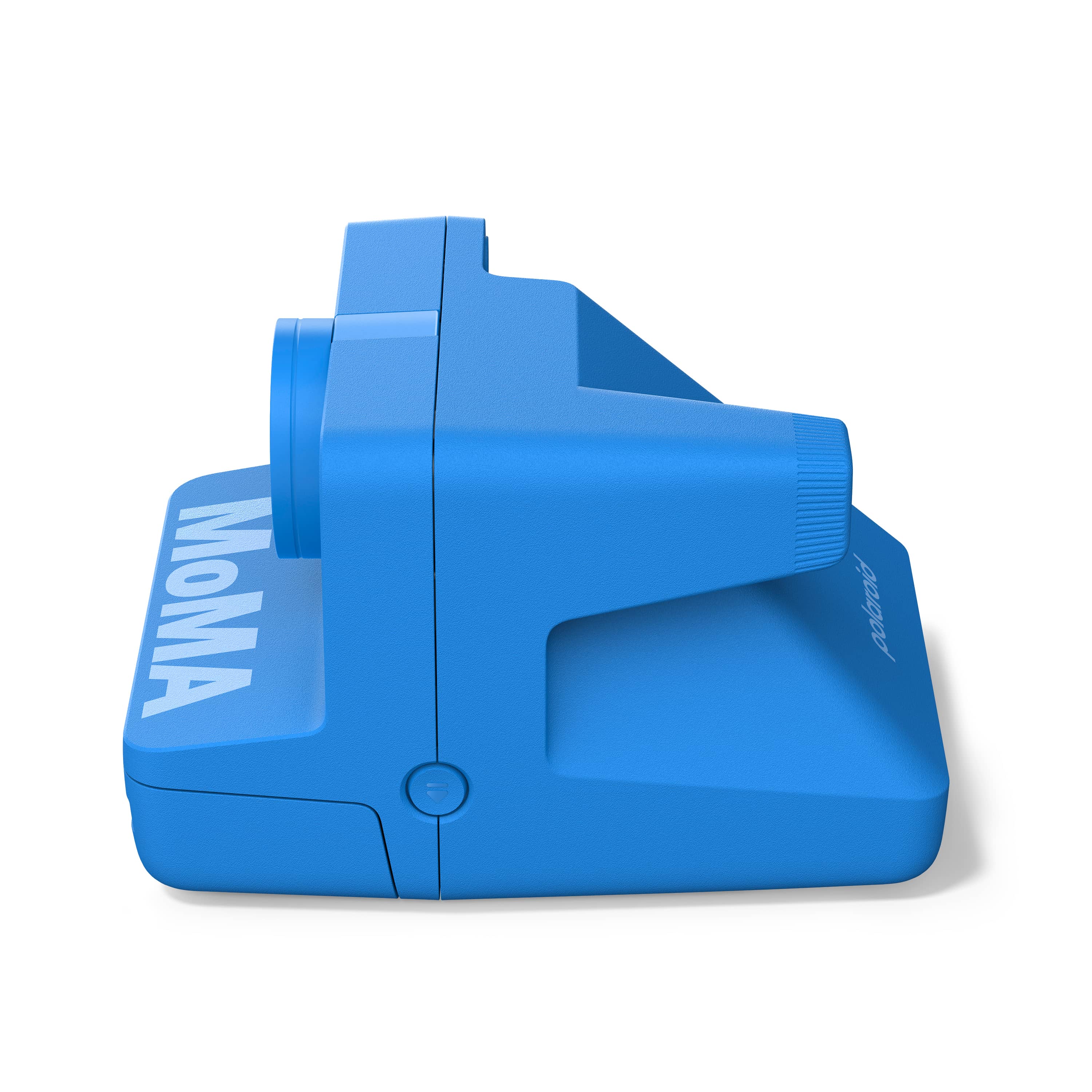 Polaroid Now Generation 3 MoMA Edition – gegenüberliegende Seitenansicht mit Gehäusedetails und Formgebung