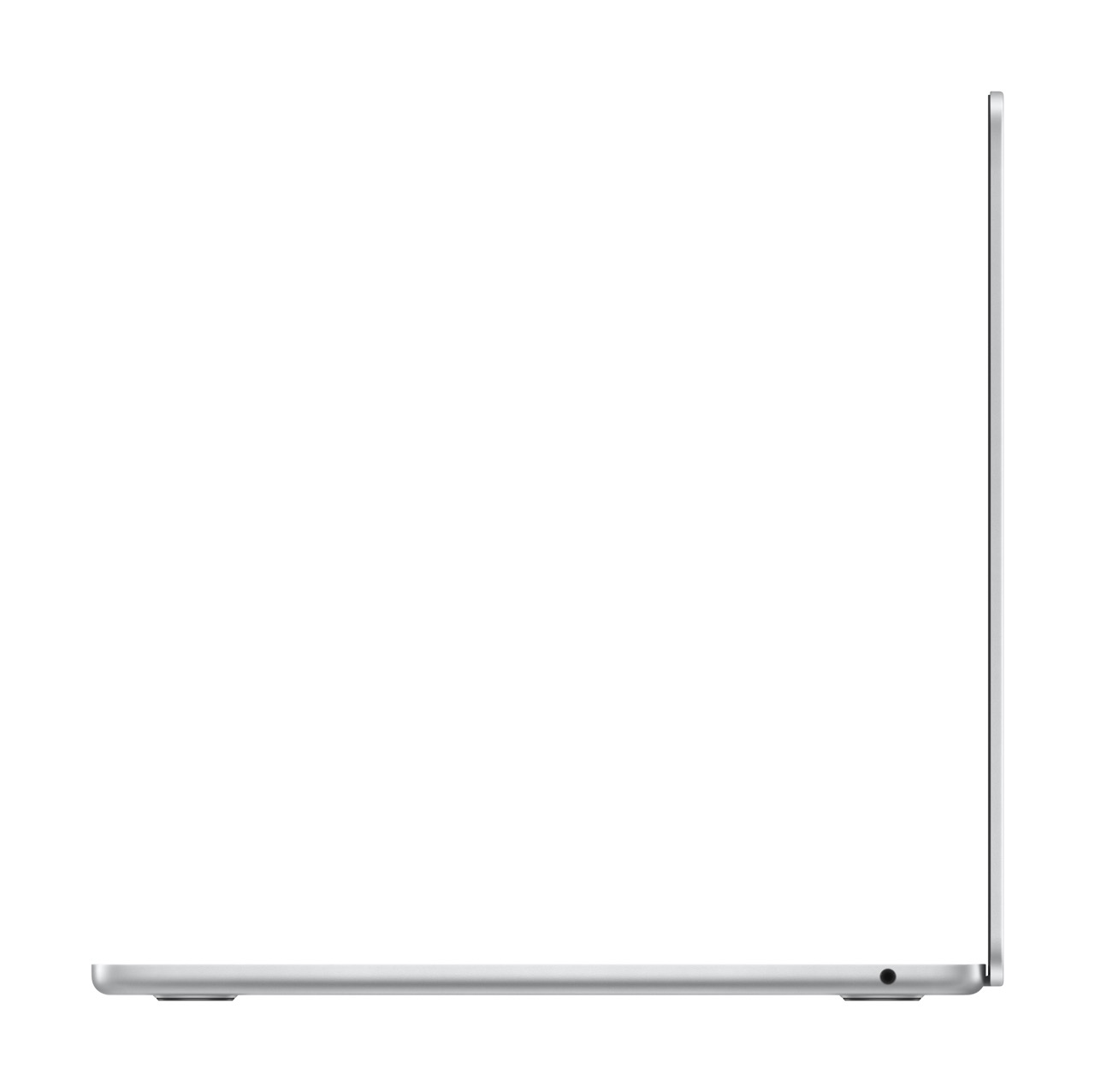 Apple MacBook Air M3 13 Zoll in Silber von rechts mit aufgeklappten Bildschirm