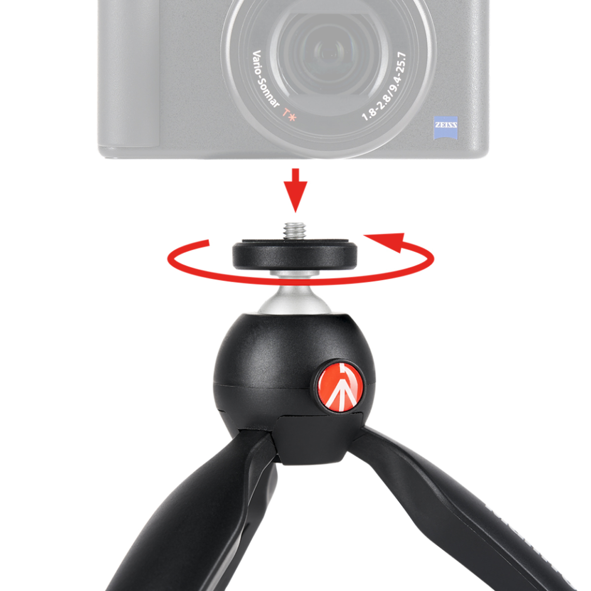 Manfrotto Pixi Ministativ, Demonstration Kamera