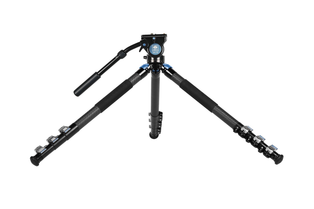 Sirui L-324F Landschafts Carbon Dreibeinstativ mit VH-10 Videoneiger auf halber Höhe