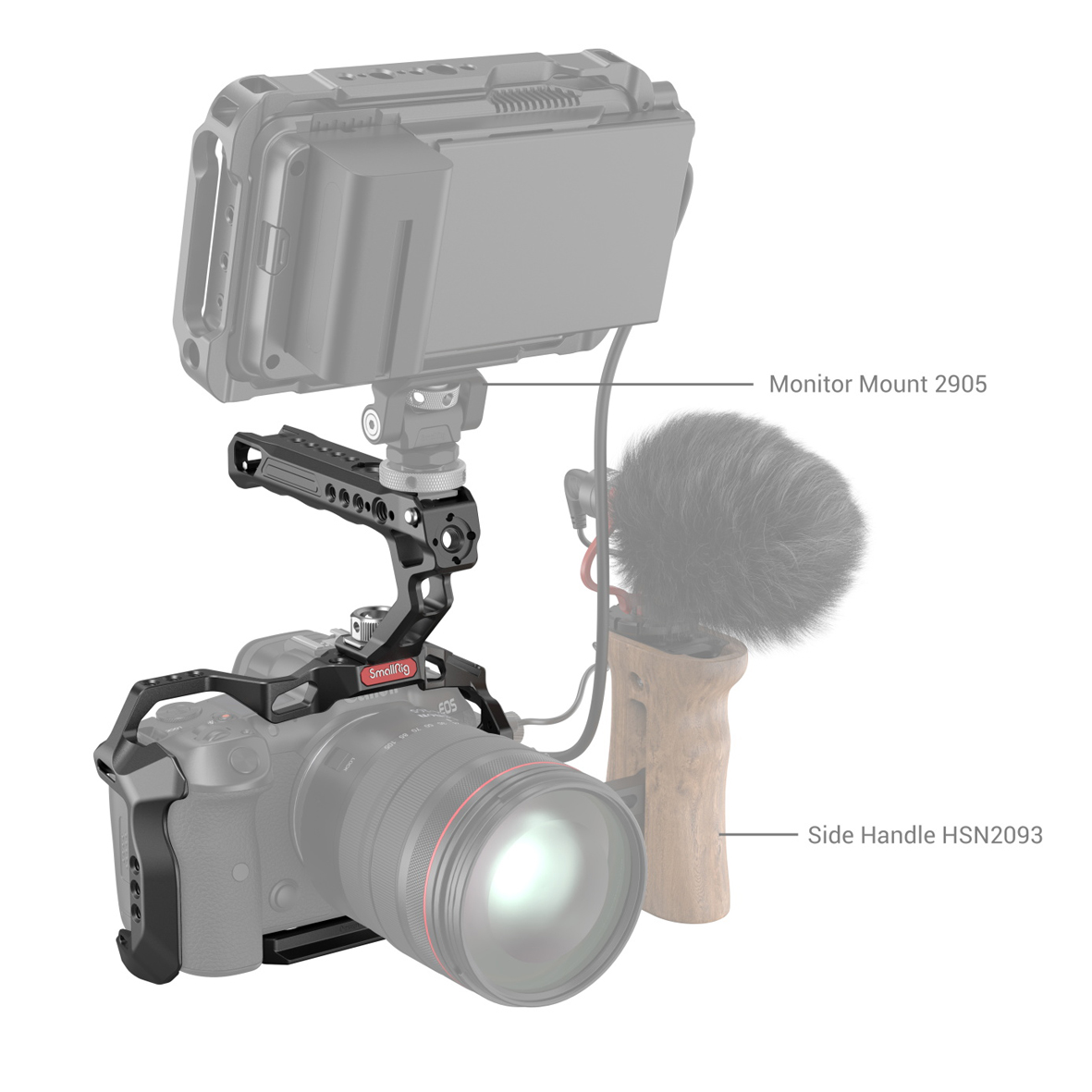 SmallRig 3830B Handheld Kit – montiert an Kamera mit Monitor und Mikrofon für erweitertes Video-Setup
