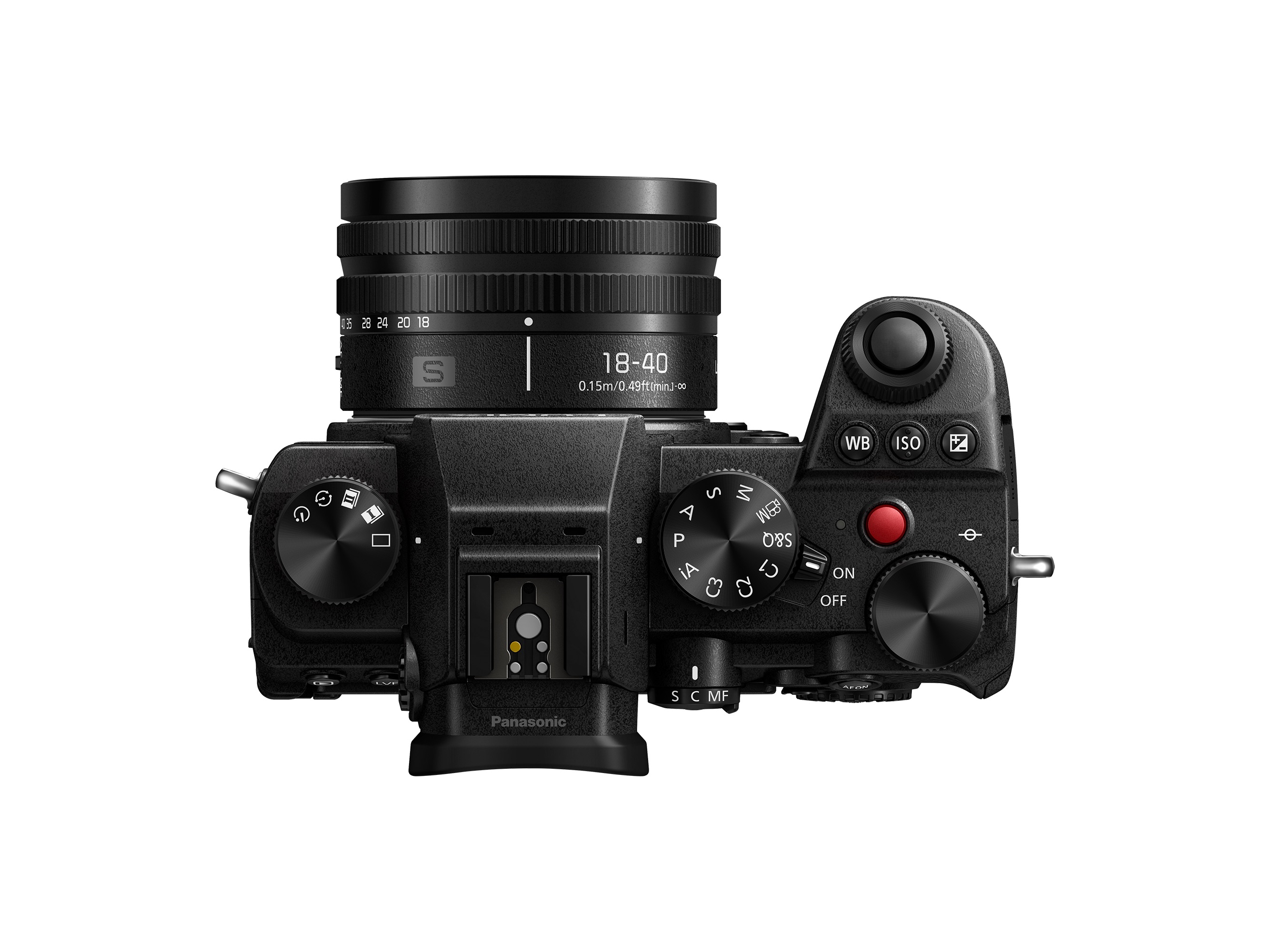 Lumix DC-S5D + Lumix S 18-40mm F4.5-6.3 Panasonic Lumix DC-S5D Systemkamera mit 18-40mm Objektiv, Draufsicht