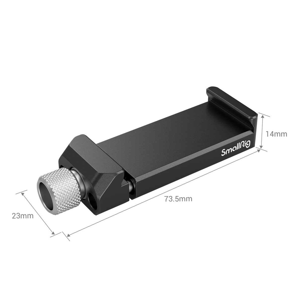 SmallRig 3125 Gegengewicht Kit – Detailansicht der Halterung mit Rändelschraube und kompakten Maßen