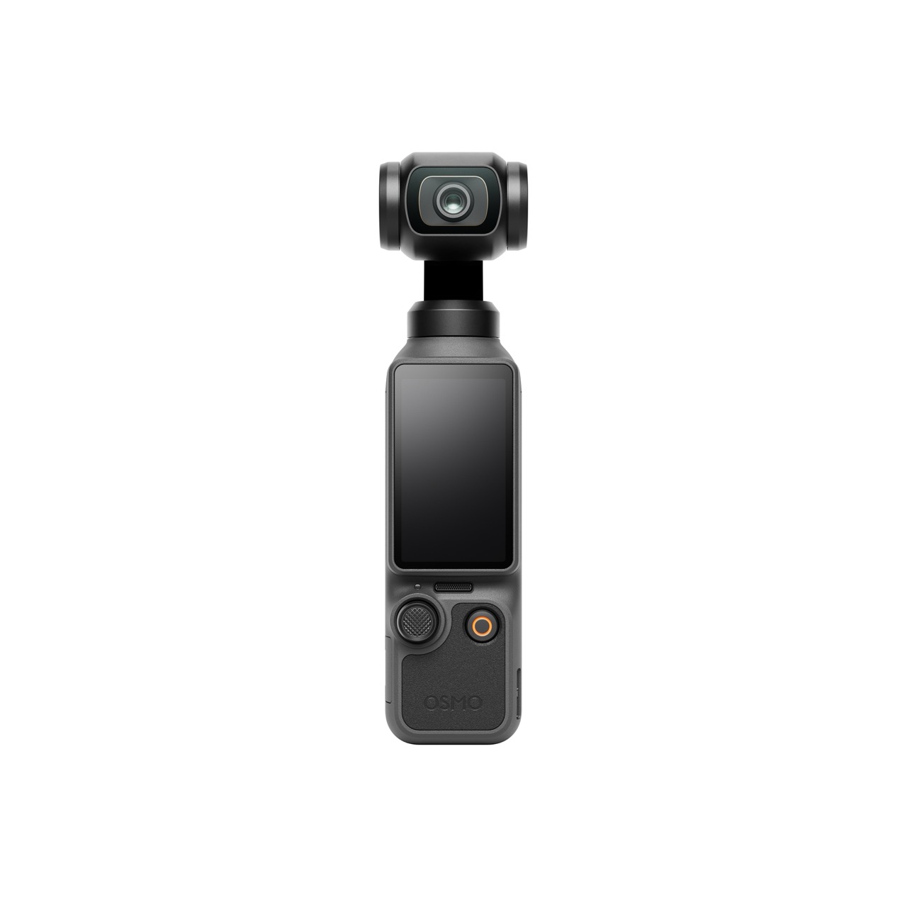 DJI Osmo Pocket 4 – Vorderansicht mit Gimbal-Kamera, Display und Bedienelementen im kompakten Gehäuse