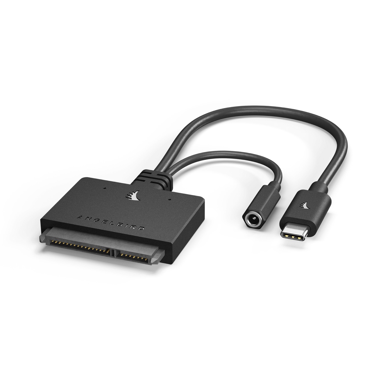 USB-C-auf-SATA Adapter Angelbird USB-C to SATA Adapter, Ansicht so dass alle ANschlüsse zu sehen sind