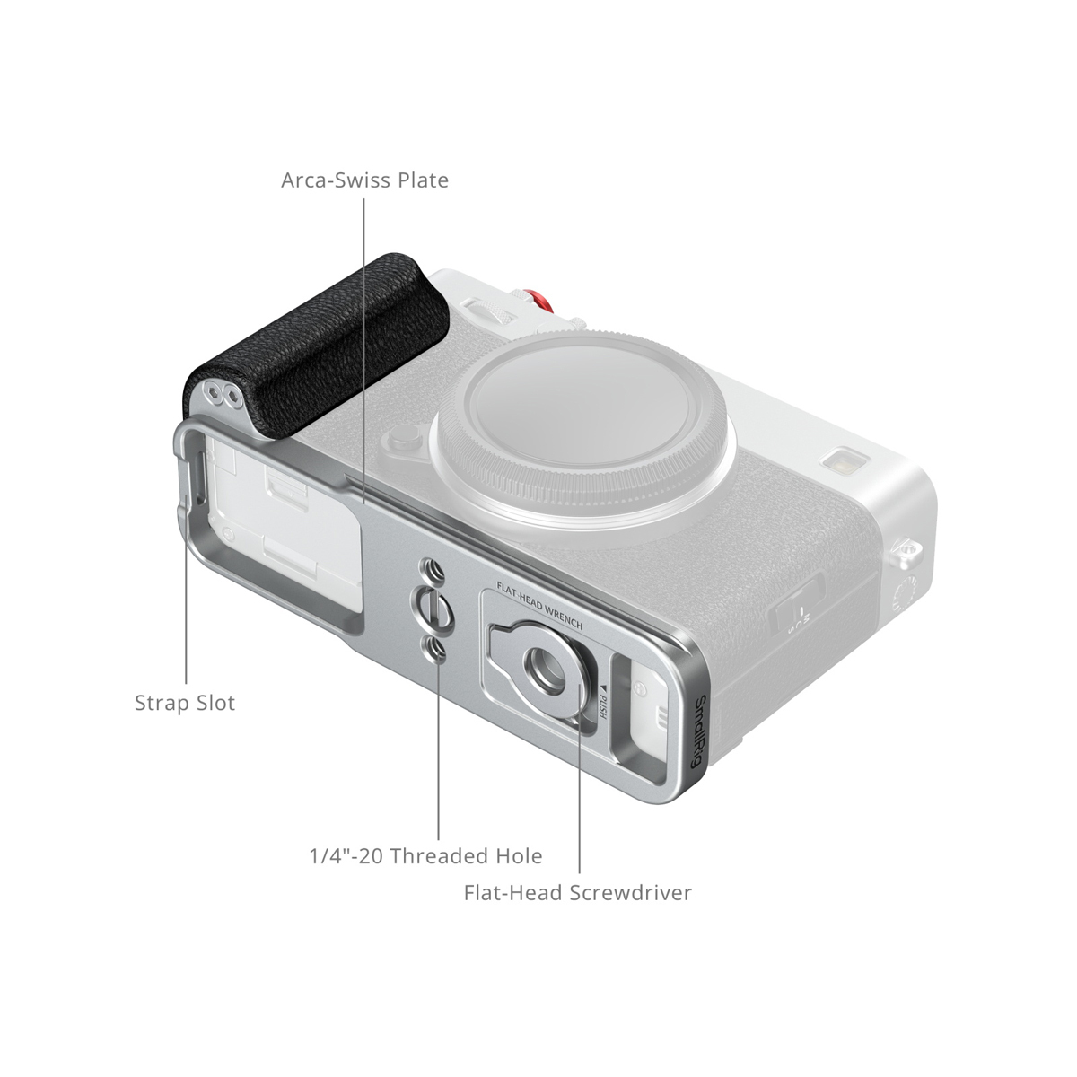5447 L-förmige Montageplatte Silikongriff für Fujifilm X-E5 (Silber) 5447 L-förmige Montageplatte Silikongriff für Fujifilm X-E5 (Silber)