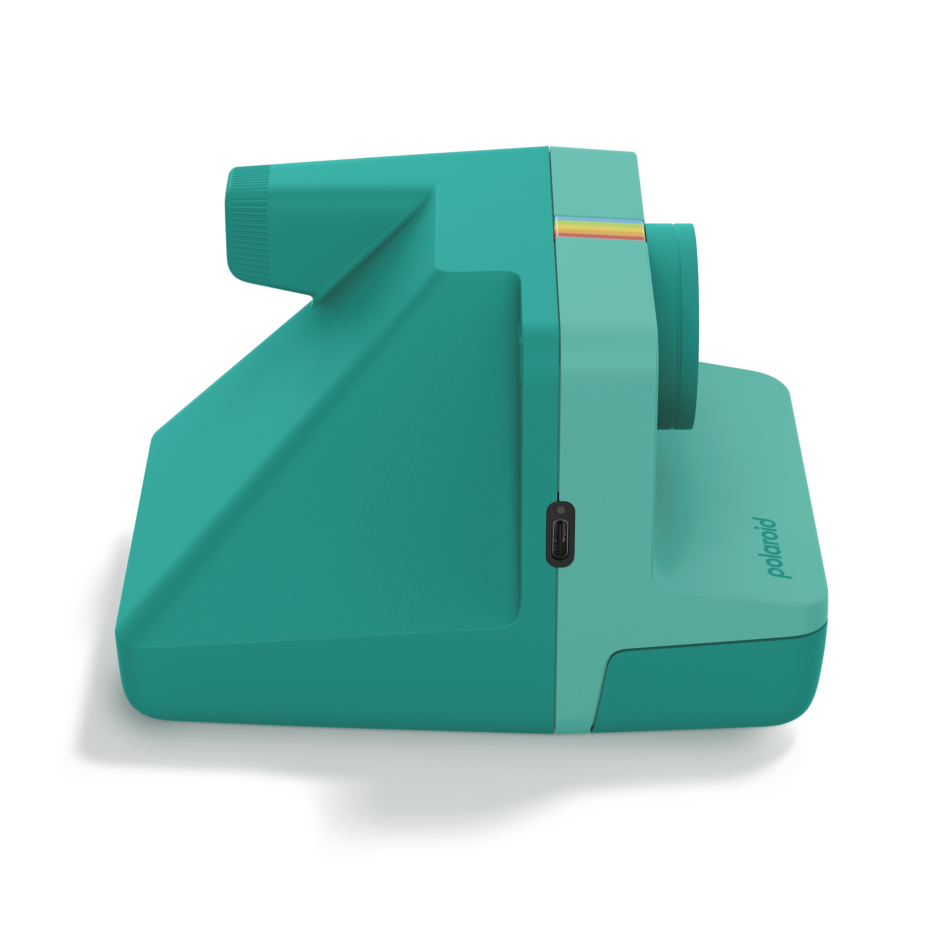 Polaroid Now Generation 3 in Tale – rechte Seitenansicht mit USB-C-Anschluss