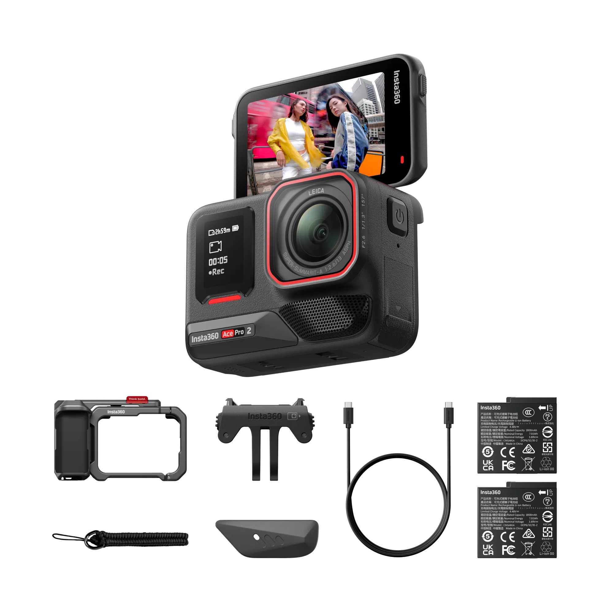 Ace Pro 2 Xplorer Dual Bundle (Schiefergrau) Insta360 Ace 2 Pro Xplorer Dual Bundle in Schiefergrau – Kamera mit Zubehör, Akku, Halterung und Kabeln im Lieferumfang