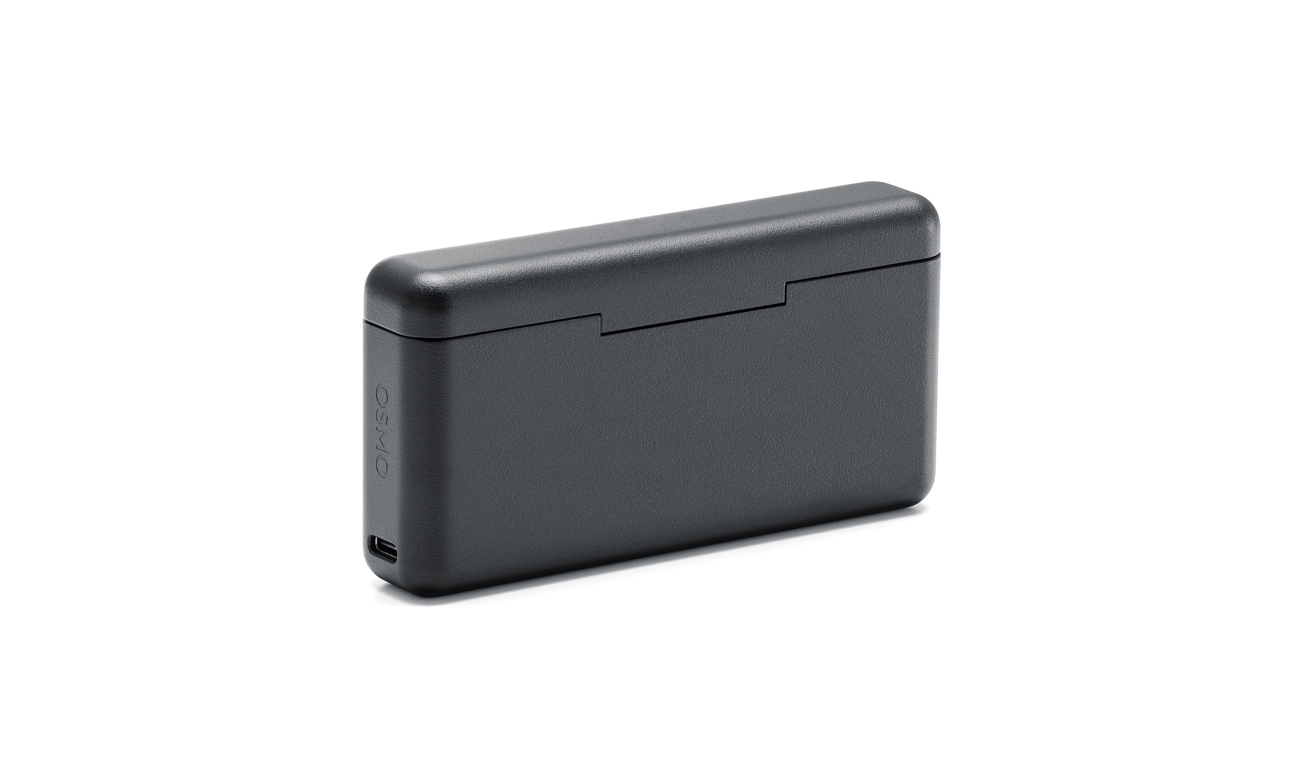Osmo Akkuladeschale 3 (multifunktional) DJI Osmo Akkuladeschale 3 – geschlossene multifunktionale Ladeschale in schräger Seitenansicht mit USB-C-Anschluss
