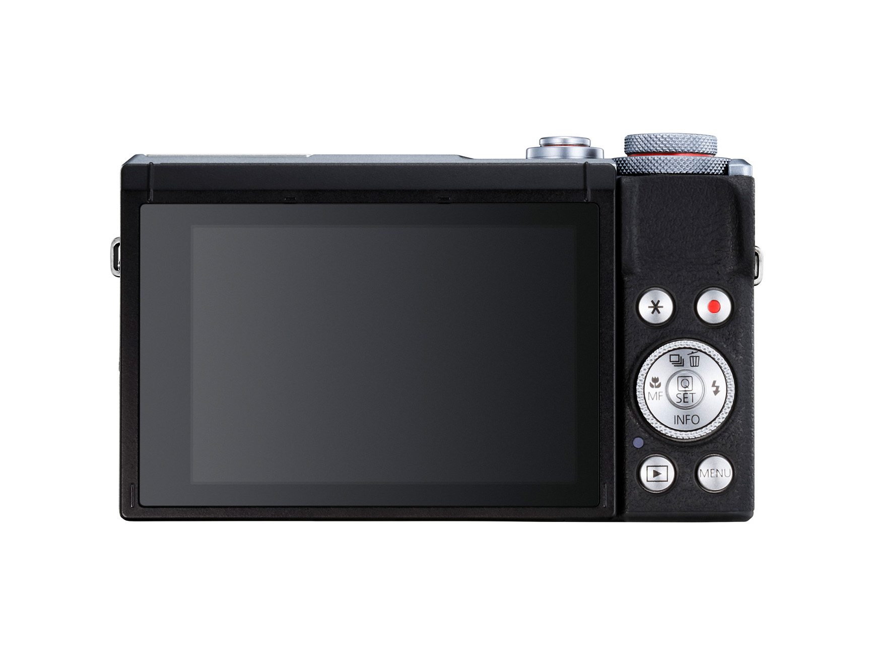 Canon PowerShot G7 X Mark III Silber – Rückseite der kompakten Digitalkamera mit Display und Bedienelementen