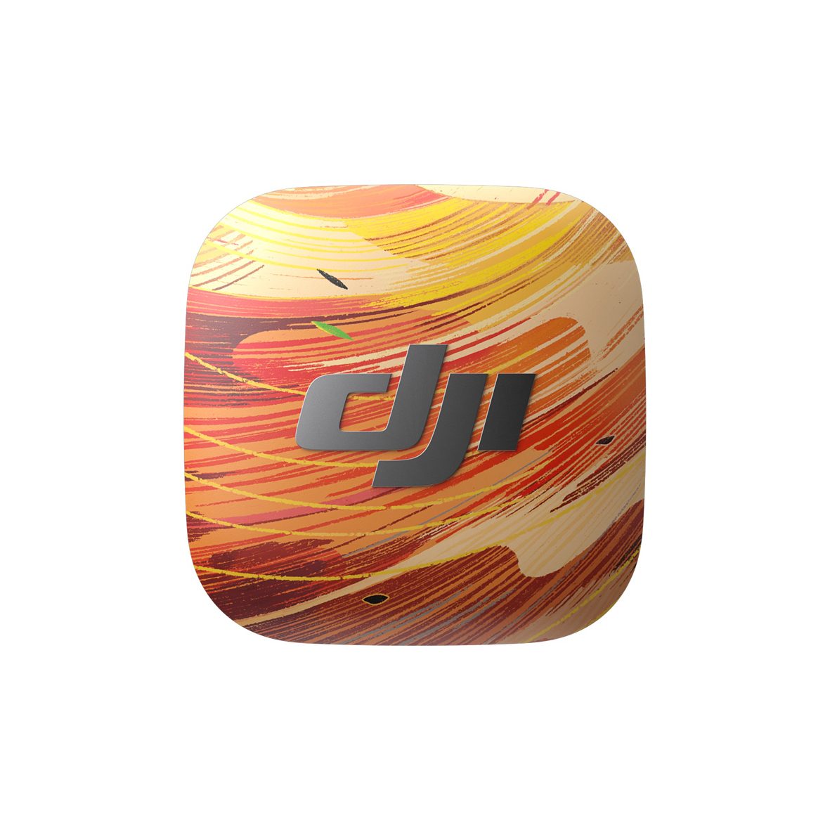 DJI Mic Mini 2 Frontabdeckung Time Serie Orange – Vorderansicht mit dynamischem Linienmuster und DJI Logo