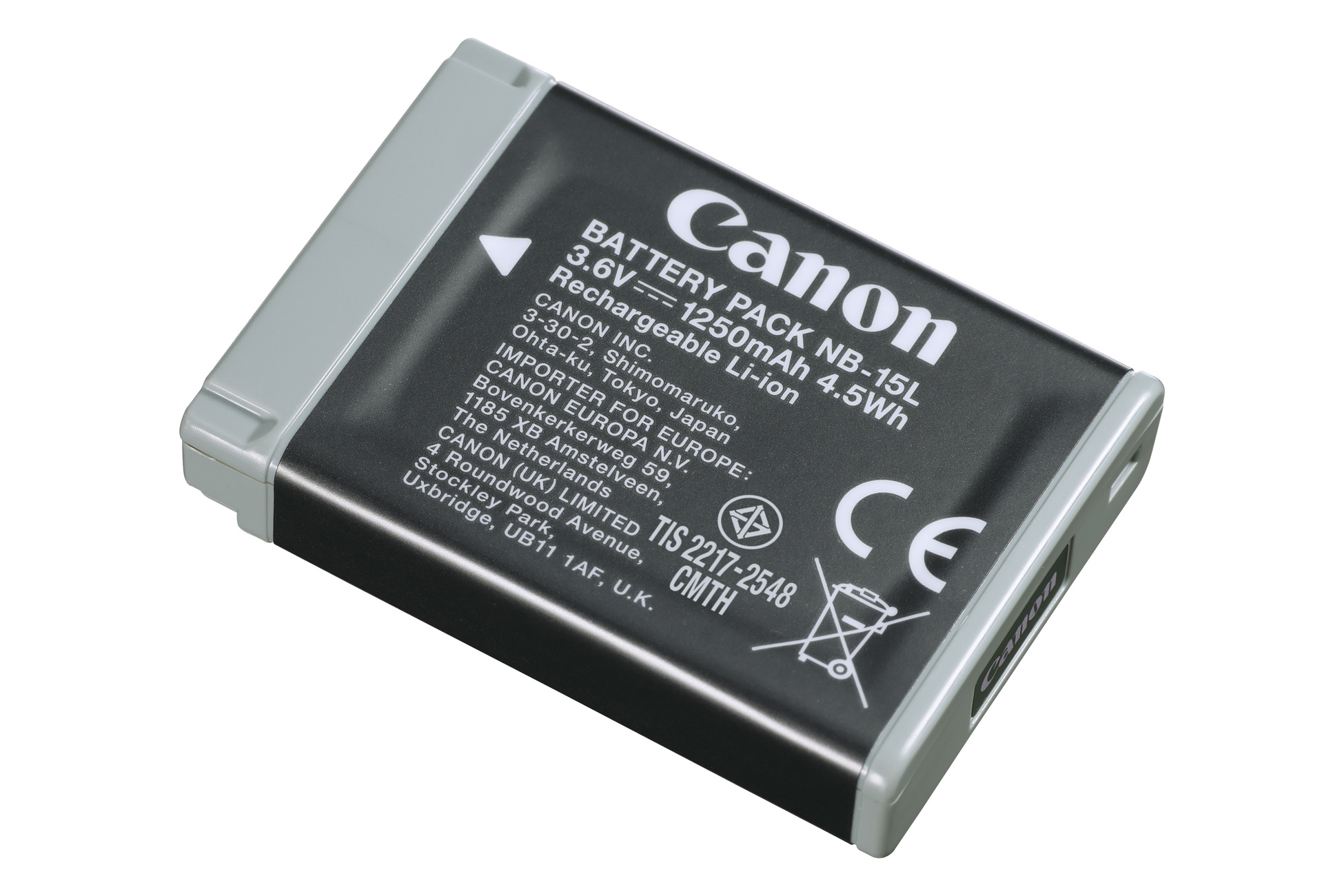Canon NB-15L Lithium-Ionen Akku für Canon PowerShot Kameras mit 3,6 V und 1250 mAh Kapazität in Detailansicht
