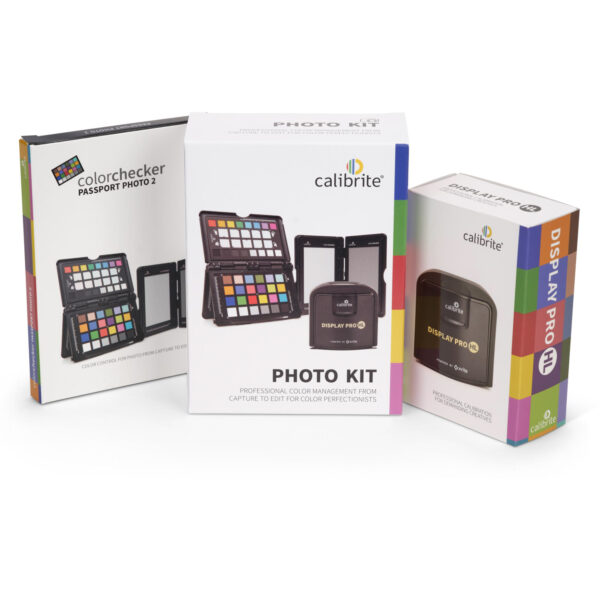Calibrite ColorChecker Photo Kit – Vorderansicht der Verpackungen mit ColorChecker Passport und Display Pro HL