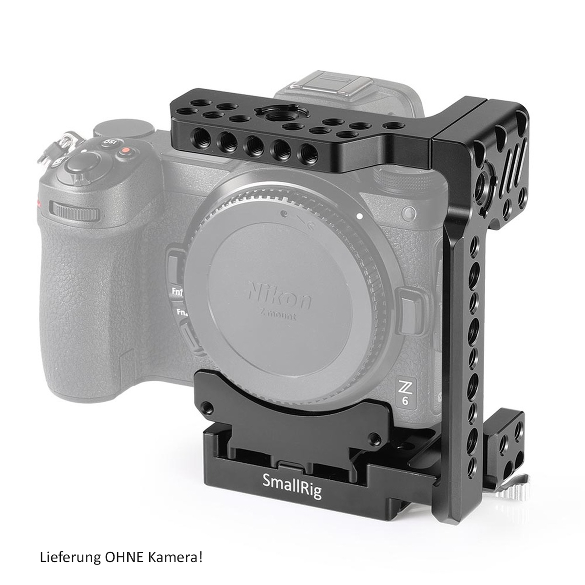 SmallRig CCN2262 Half Cage für Nikon Z5, Z6 und Z7 – Vorderansicht mit montiertem Kamerarahmen ohne Kamera