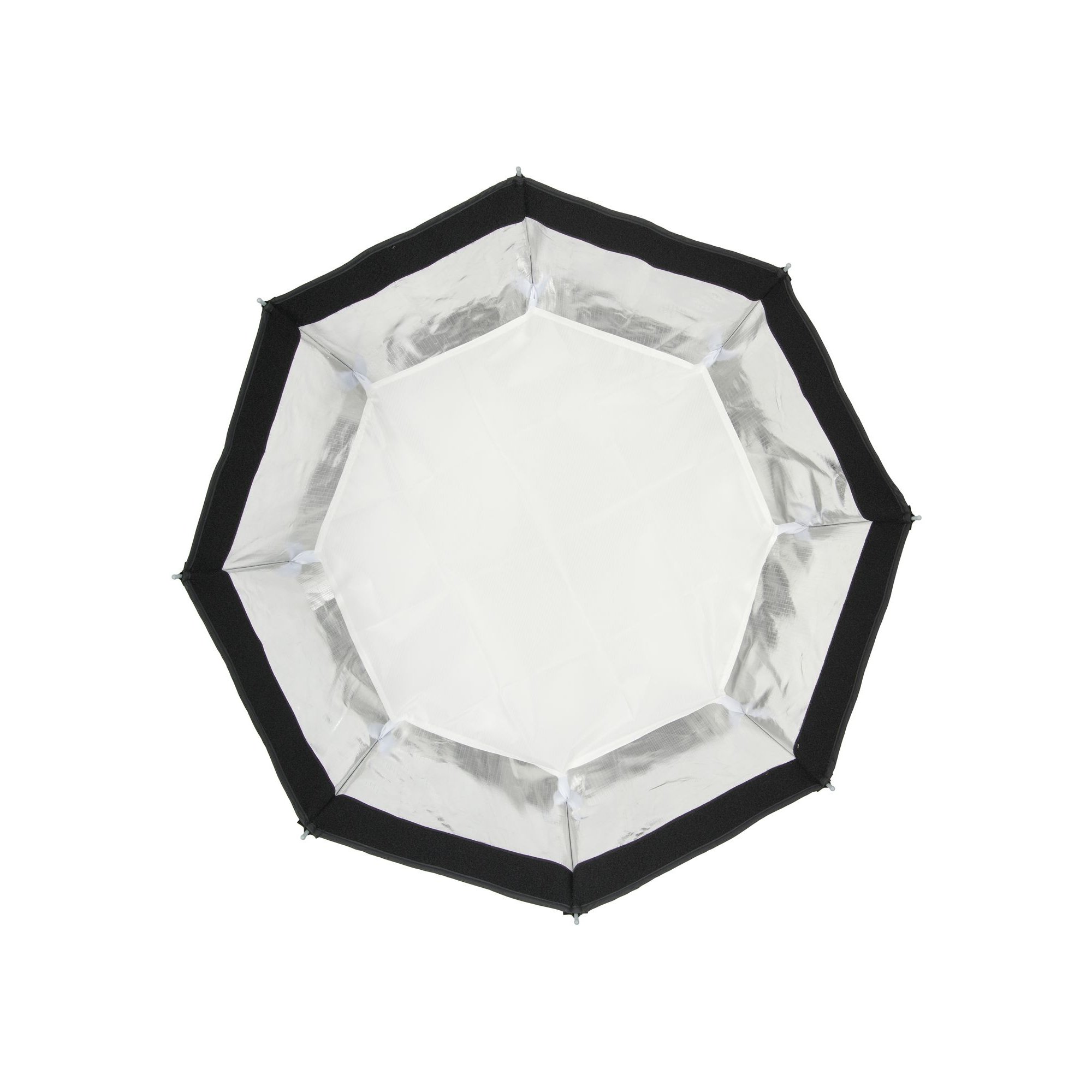 Sirui QR60 Softbox (60 cm) mit silberner Innenbeschichtung und eingesetztem Innendiffusor in Frontalansicht.