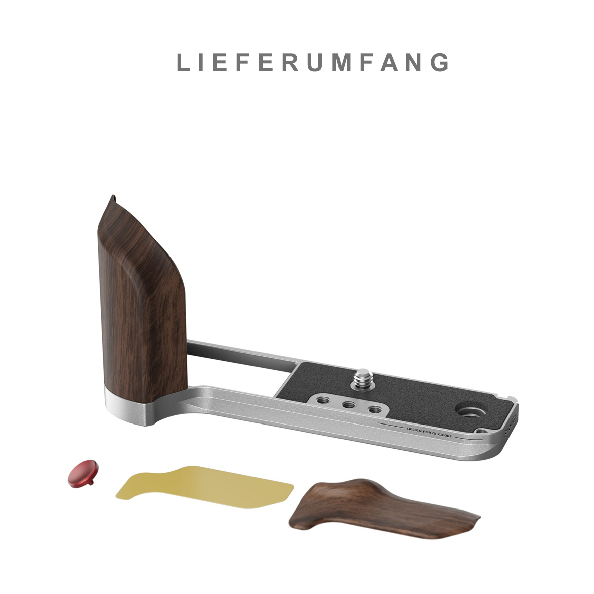 SmallRig 5265 L-Platte für Fujifilm GFX100RF – Lieferumfang mit Holzgriff, Platte und Montagezubehör