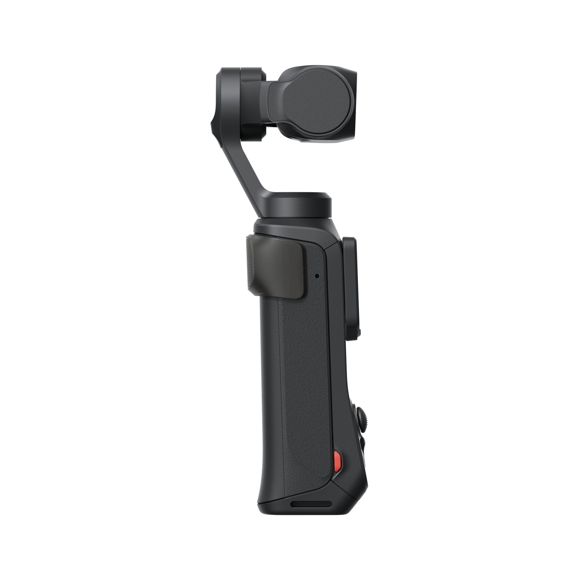 Insta360 Luna Ultra in Schwarz – rechte Seitenansicht des Kameragriffs mit ergonomischem Gehäusedesign