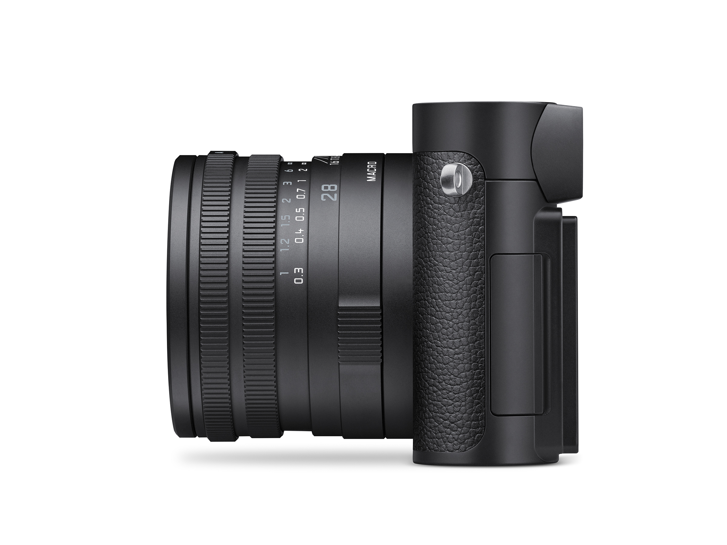 Q3 Monochrom Leica Q3 Monochrom – linke Seitenansicht mit Objektivring und strukturiertem Kameragriff