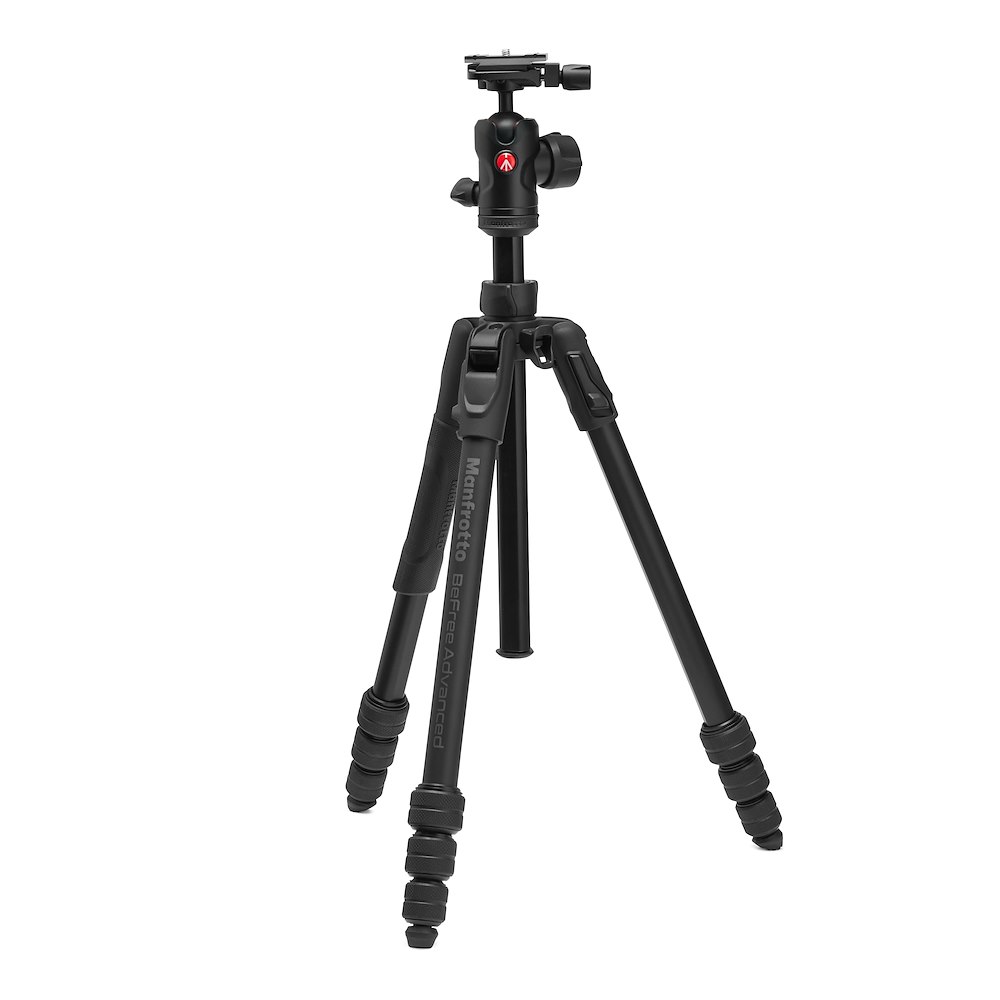Manfrotto Befree Advanced AS Twist Alu-Stativ, Aufgeklappt aber eingefahren stehend