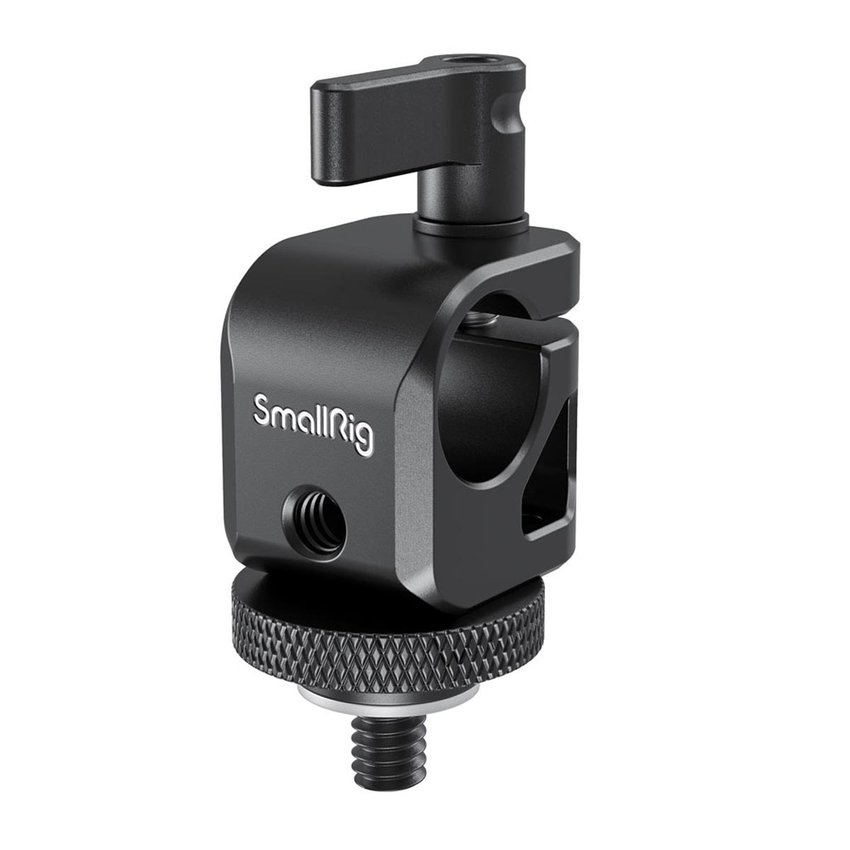 SmallRig Single Rail Block 15mm Stativadapter – schräge Ansicht mit Klemmschraube und 1/4-Zoll-Gewinde