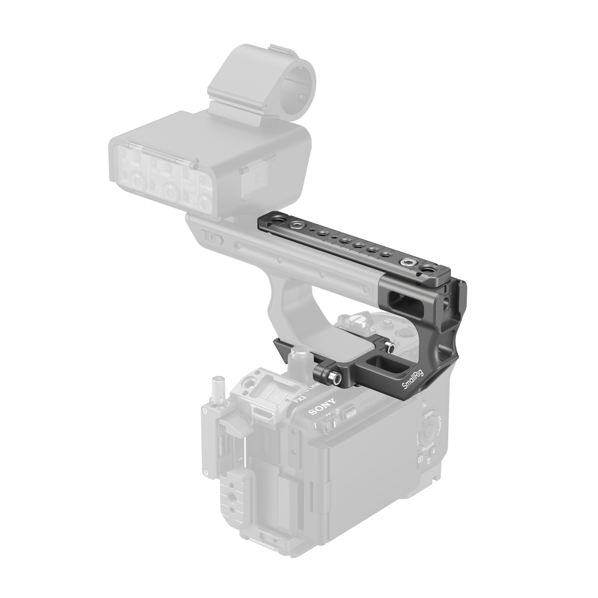 SmallRig 4830 XLR Griffverlängerungs-Kit für Sony FX3 FX30 – montiert auf Kamera mit XLR-Griff und Erweiterungsschiene