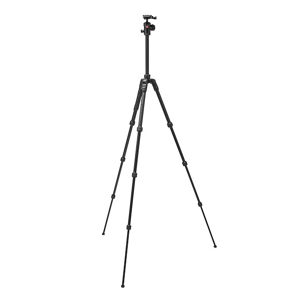 Manfrotto Befree Advanced AS Twist Alu-Stativ, Aufgeklappt und Ausgefahren mit zusätzlich einer ausgefahrenen Mittelsäule