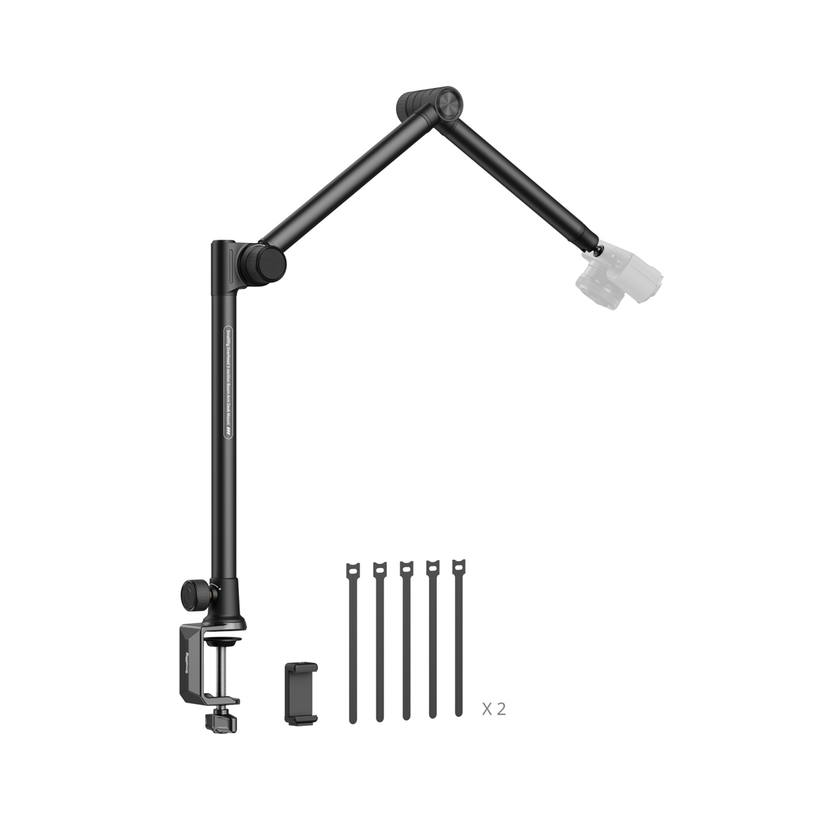 SmallRig 4324 Desk Overhead Bracket – Schwenkarm mit Tischklemme, Smartphonehalter und Kabelbindern im Set