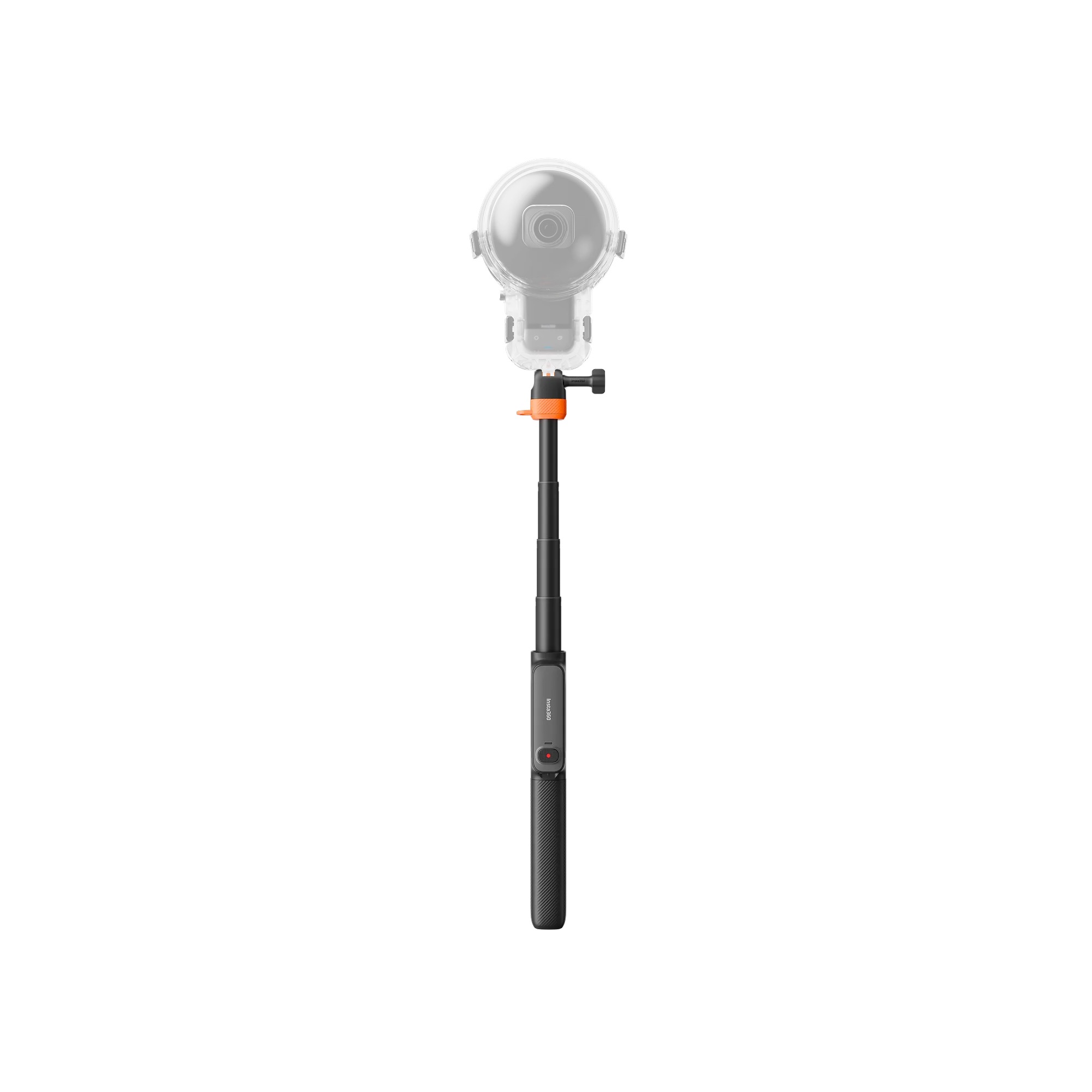 Insta360 Unterwasser Selfie Stick mit Fernsteuerung, ausgezogen mit montierter Actionkamera, Teleskopstange im Einsatz