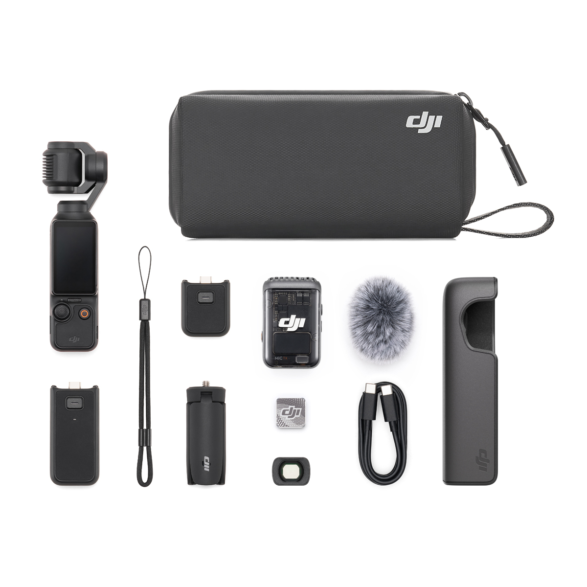 DJI Osmo Pocket 3 Creator Combo – Lieferumfang mit Kamera, Mikrofon, Zubehör, Tasche und Kabeln