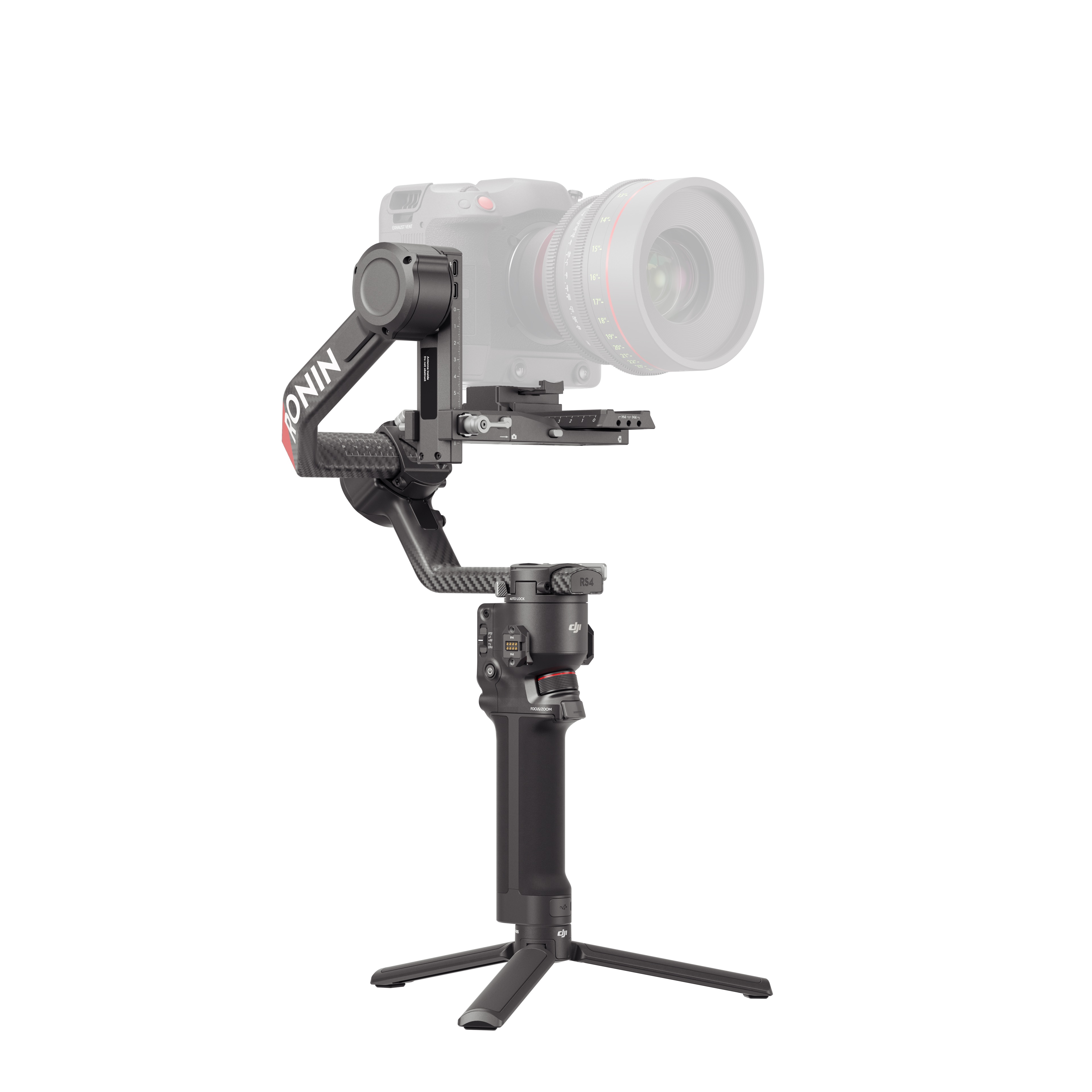 RS 4 Pro Combo DJI 4 RS4 Pro Gimbal mit ausgeklappten Bipod, Frontalansicht Schräg links