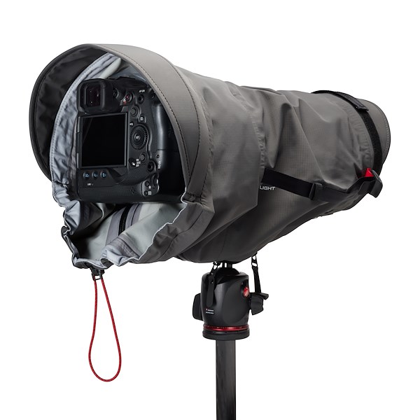 Manfrotto Pro Light Teleshield . Rückseite mit Kamera sichtbar