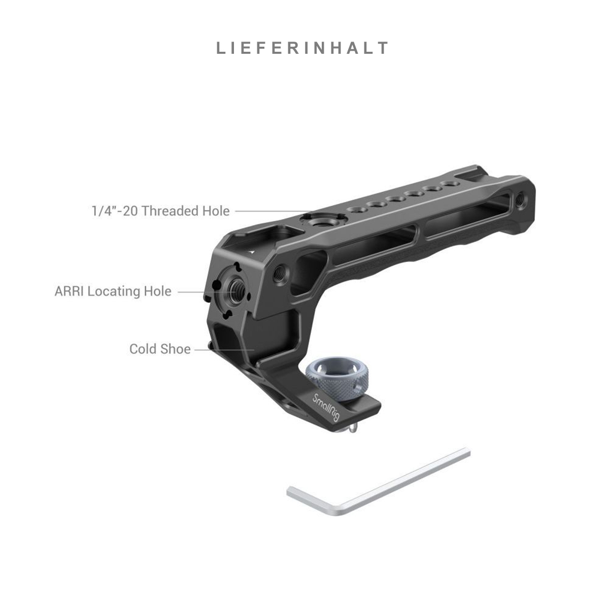 SmallRig 3765 ARRI-Fixiergriff oben Lite – Lieferumfang mit Griff, Inbusschlüssel und integrierten Gewindeanschlüssen